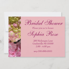 Roze Hydrangeas geel roze groen bloemen bruiloft Kaart