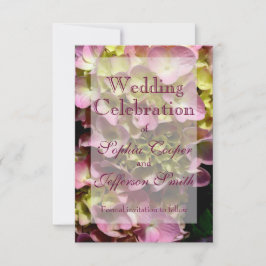 Roze Hydrangeas geel roze groen bloemen bruiloft Save The Date