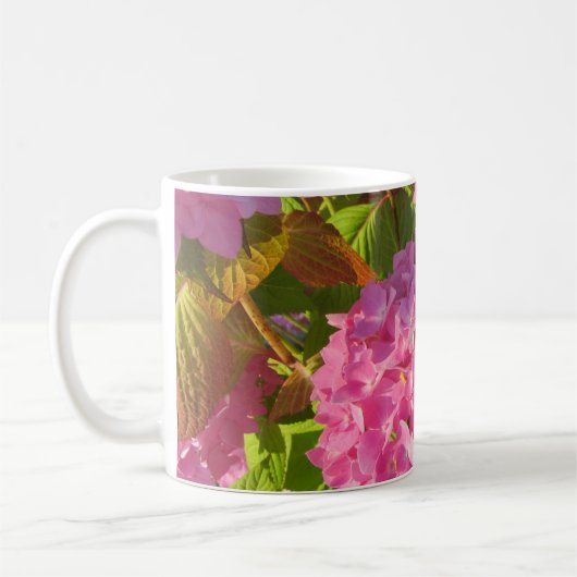 Roze hydrangeas koffiemok (Links)