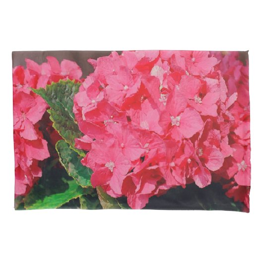 Roze hydrangeas kussensloop (Voorkant-Links)
