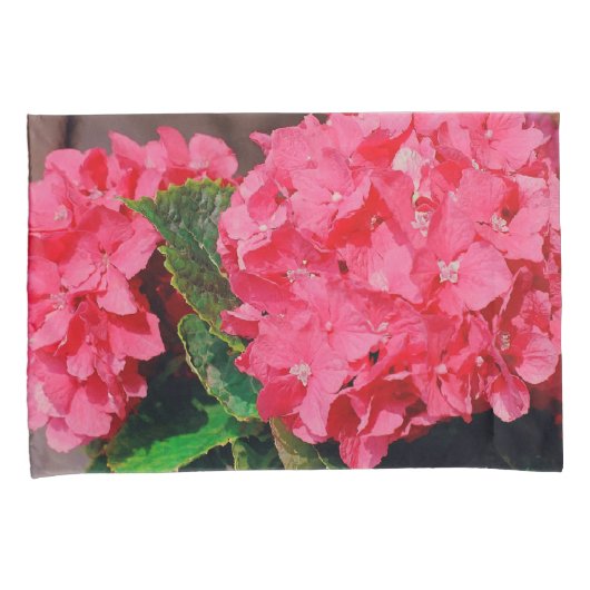 Roze hydrangeas kussensloop (Voorkant-Rechts)