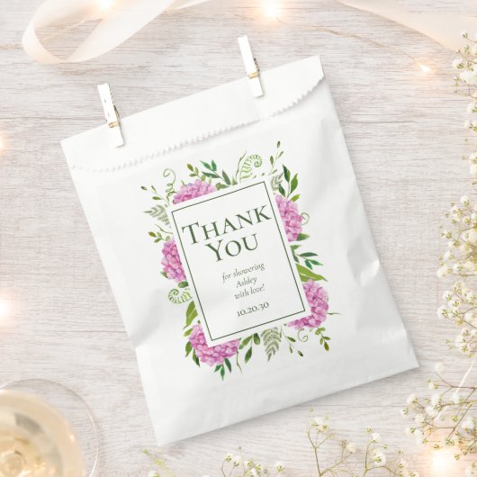 Roze Hydrangeas Meisje Baby shower Dank u Bedankzakje (Geknipt)