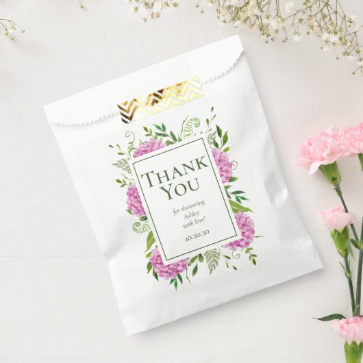 Roze Hydrangeas Meisje Baby shower Dank u Bedankzakje (Gezegeld)