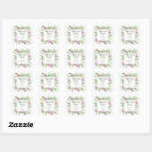 Roze Hydrangeas Meisje Baby shower Dank u Vierkante Sticker (Vel)