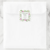 Roze Hydrangeas Meisje Baby shower Dank u Vierkante Sticker (Tas)