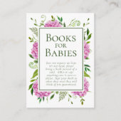 Roze Hydrangeas Meisje Baby's Douche Boeken voor B Informatiekaartje (Voorkant)