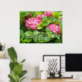 Roze hydrangeas met schroefdraad poster (Thuiskantoor)