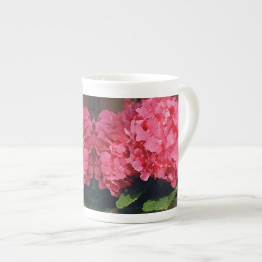 Roze hydrangeas porselein kop (Voorkant rechts)