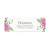 Roze Hydrangeas Retouradres Etiket (Voorkant)
