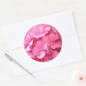 Roze hydrangeas ronde sticker (Envelop)