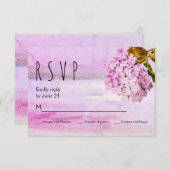 Roze hydrangeas waterverf florale bruiloft RSVP (Voorkant / Achterkant)