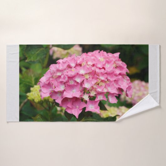 Roze hydrangebloemen badhanddoek (Badhanddoek)
