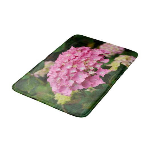 Roze hydrangebloemen badmat (Gekanteld)