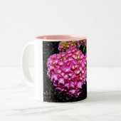 Roze hydrangebloemen tweekleurige koffiemok (Voorkant links)