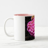 Roze hydrangebloemen tweekleurige koffiemok (Links)