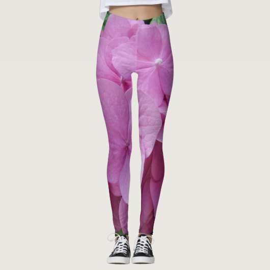 Roze hydrangeenventilatorLeggings Leggings (Voorkant)