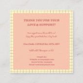 Roze Hypnotisch Hart Geruit Patroon Dank U Vierkante Visitekaartje (Achterkant)