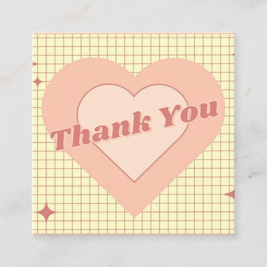 Roze Hypnotisch Hart Geruit Patroon Dank U Vierkante Visitekaartje (Voorkant)
