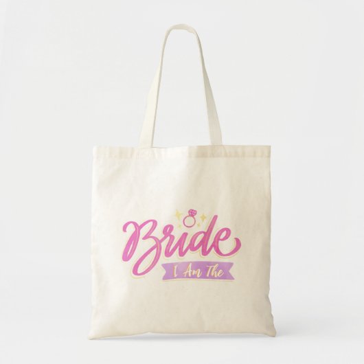 Roze I Am The Bride Bruidsmeisjes Groep feestcadea Tote Bag (Voorkant)