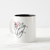 Roze I houdt van Mijn Kat Tweekleurige Koffiemok (Voorkant links)