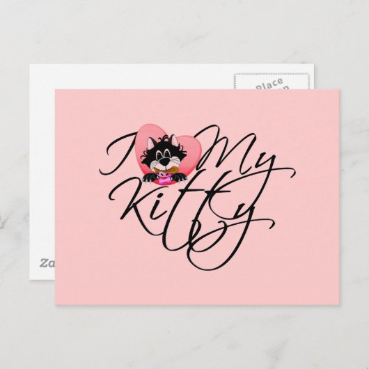 Roze I houdt van Mijn T-shirts en Giften van het Briefkaart (Voorkant / Achterkant)