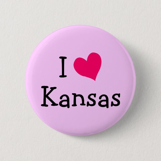 Roze I Love Kansas Ronde Button 5,7 Cm (Voorkant)