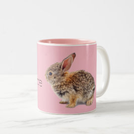 Roze I Love Rabbits Bunny Cottontail Tweekleurige Koffiemok