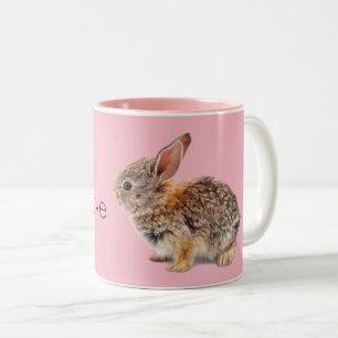 Roze I Love Rabbits Bunny Cottontail Tweekleurige Koffiemok