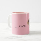 Roze I Love Rabbits Bunny Cottontail Tweekleurige Koffiemok (Voorkant links)