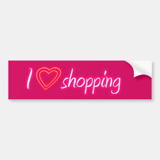 Roze I Love Shopping Bumpersticker