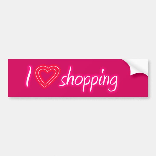 Roze I Love Shopping Bumpersticker (Voorkant)