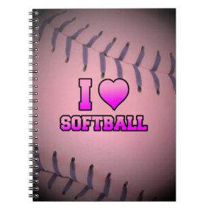 Roze I Love Softball Notitieboek
