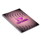 Roze I Love Softball Notitieboek (Rechterzijde)