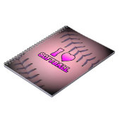Roze I Love Softball Notitieboek (Linkerzijde)