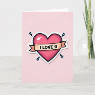 Roze I Love U Hart Kaart