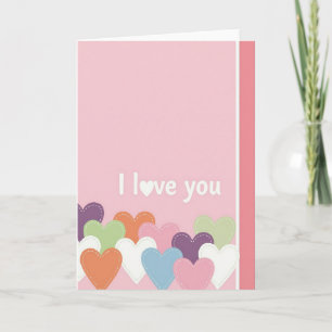 Roze I Love You Hartjes Kaart