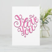 Roze I Love You Kaart (Staand voorkant)