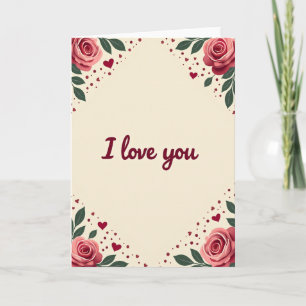 Roze I Love You Rozenkaart Kaart