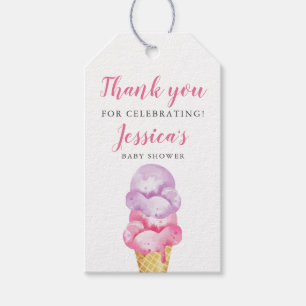 Roze Ice Cream Baby shower Gift Labels Cadeaulabel