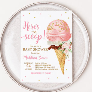 Roze Ice Cream Baby shower Kaart