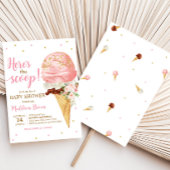 Roze Ice Cream Baby shower Kaart