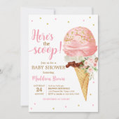 Roze Ice Cream Baby shower Kaart (Voorkant)