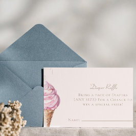 Roze Ice Cream Baby shower Luier Raffle Ticket Informatiekaartje