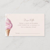 Roze Ice Cream Baby shower Luier Raffle Ticket Informatiekaartje (Voorkant)