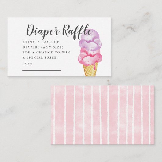 Roze Ice Cream Baby shower Luier Raffle Ticket Informatiekaartje (Voorkant / Achterkant)