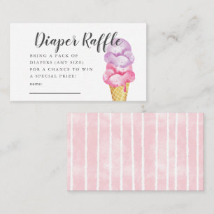 Roze Ice Cream Baby shower Luier Raffle Ticket Informatiekaartje