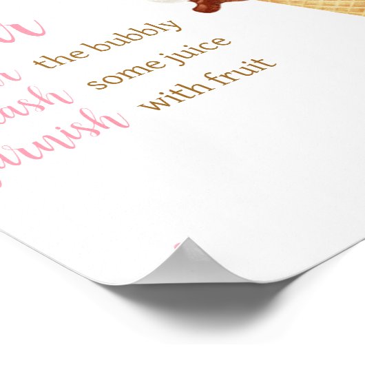 Roze Ice Cream Baby shower Moeder Osa Bar Poster (Hoek)