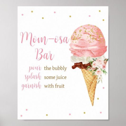 Roze Ice Cream Baby shower Moeder Osa Bar Poster (Voorkant)