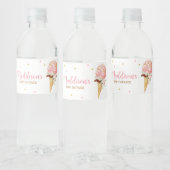 Roze Ice Cream Baby shower Waterfles Etiket (Flessen)