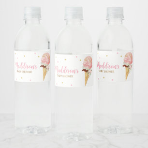 Roze Ice Cream Baby shower Waterfles Etiket